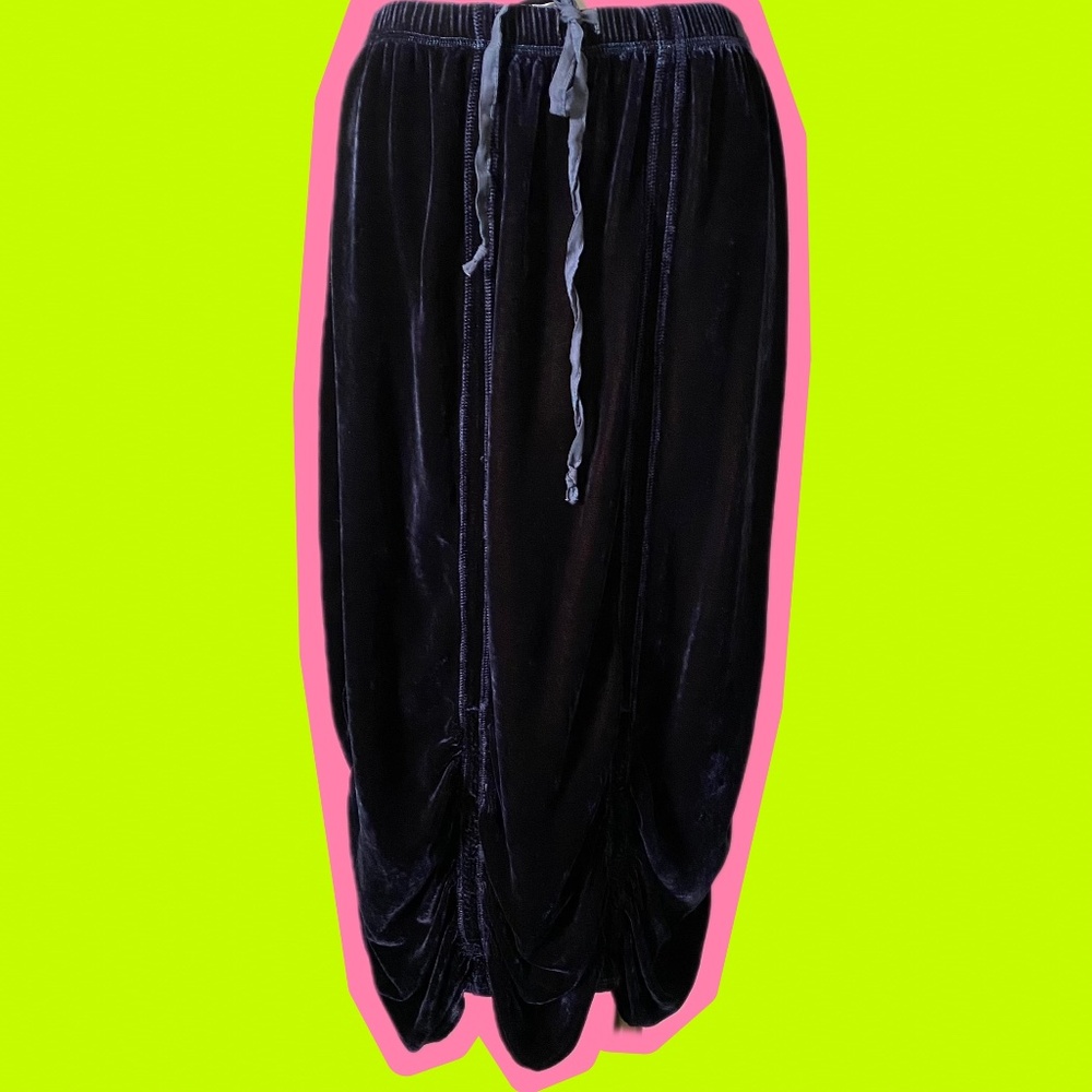 90s Cut Loose Navy Velvet Goth Skirt